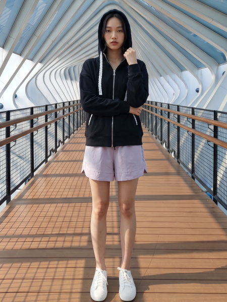 JR NRC OversizeHoodie LaceEmbroidery Accent Jacket