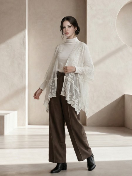 EID Wide Belt Waist Wide Leg Pants