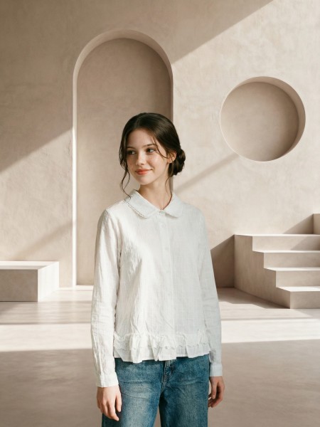 EID White Grid Lines Shirt