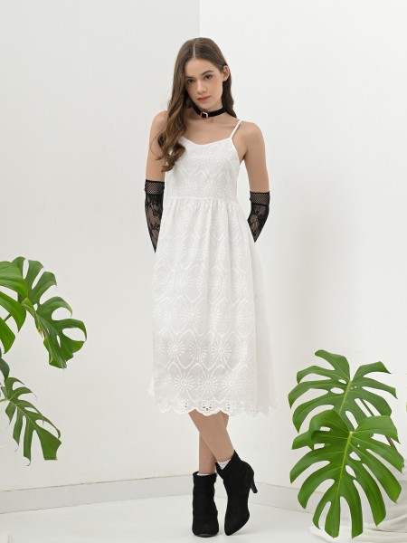 FELIZ23 Embroidery Flower Dress