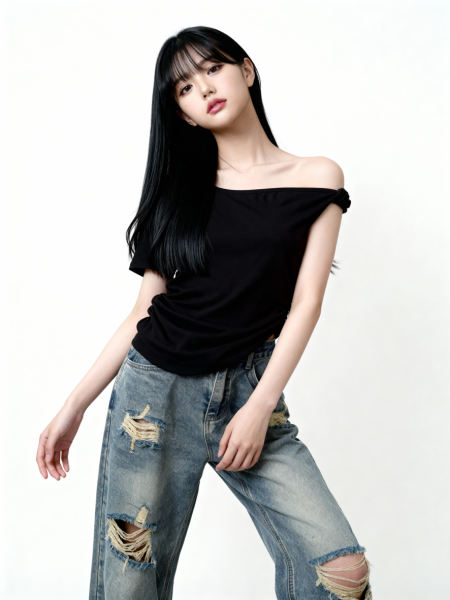 Wide Leg Ripped Denim