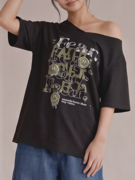 CORE FAITH Over FEAR Side Drop Shoulder Tee RO1