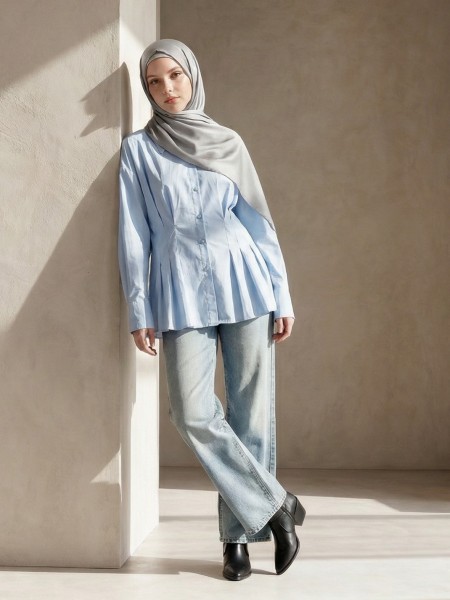 EID Aisha Front Waist Sewn Pleats Shirt
