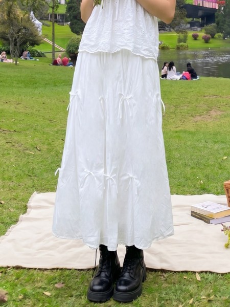 PG Ribbon Pinch With Inner Lace Maxi Skirt
