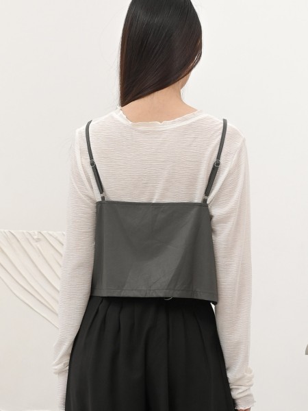 SMARTEN Two Ways Wear Leather Top