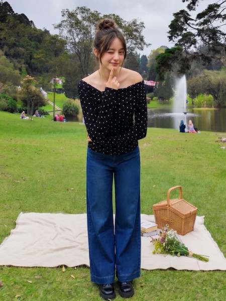 PG Polkadot Off Shoulder Overlap Tee