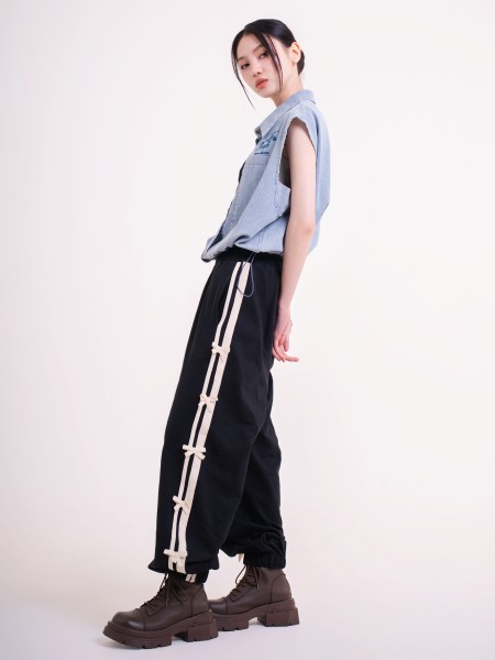 JR DITOX Side Ribbon Shoe Lace Track Pants