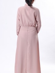 Front-Ruffle Long Sleeveless Half Button-Up Maxi Dress
