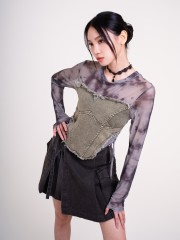 DITOX Washed Corset Sheer Combi Top
