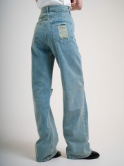 SMARTEN LIGHT DENIM POCKET RIP JEANS
