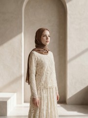 EID Double Layer Crew Neck Embroidery Top