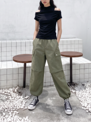 PG Draped Off Shoulder Short Sleeves Tee
