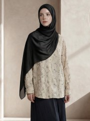EID ELITE Oversize Embroidery Cream Flower Shirt