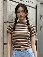 JR CORE NRC Vintage Stripes High Neck Tee