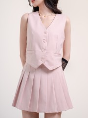 SMARTEN 2PCS SET VEST TOP WITH PLEATS SKORT