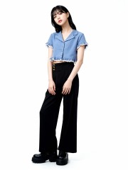 JR Eliana Heart Button Ruffles Sleeves Top