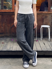 PG Black Denim Heart Pocket Barrel Jeans