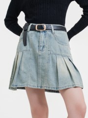 SMARTEN PLEATS DENIM SKORT