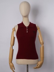 DITOX RIBBON BELL EMBROIDERY SLEEVELESS KNIT POLO