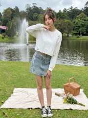 JR PG Double Button w/  Embroidery Acc Skort Denim