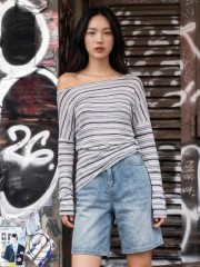 NRC Horizontal Stripes Off Shoulder Tee