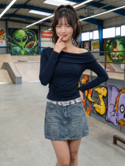 JR NRC Lace Belt Dark Denim Mini Skort