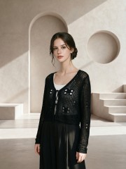 EID Crochet Front Tied Cardigan