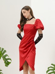 FELIZ23 Satin Square Neck Side Slit