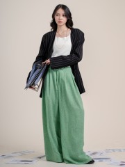 SMARTEN LINEN STRIPES OVERSIZE BLAZER