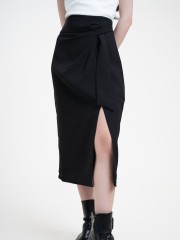 SMARTEN FRONT LOOP HOLE MIDI SKIRT