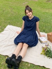 PG Double Cap Sleeves Balloon Dress