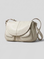 'MIA JR.' White Hand-Stitched Flip Cover Bag