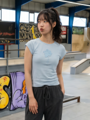 NRC Knit Flower Embroidery Sheer Tee