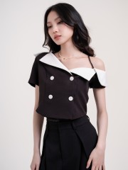 SMARTEEN DROP COLLAR DOUBLE BREASTED TOP