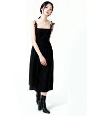 Irine Midi Dresss With Ribbon Tied Sleeves