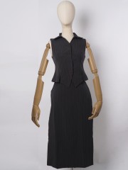 SMARTEN 2pcs set Stripe Top and Midi Skirt