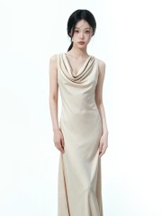 Dona Drape Satin Midi Dress