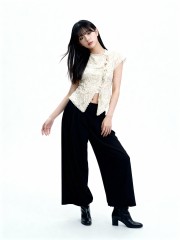 CNY Ribbon Tied Button Lace Top