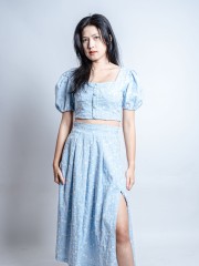 HT 2 Pieces Set Embroidery Top And Skirt