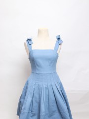 SEA Audrey Pleates Ribbon Sleeves Sundress