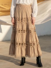 EID Tiered Stick Embroidery Maxi Skirt