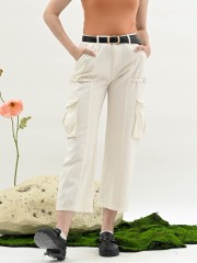 White Lexie Side Pocket Cargo Pants 