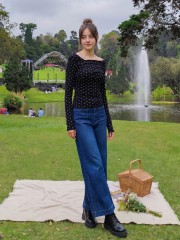 PG Polkadot Off Shoulder Overlap Tee