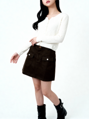 00 JR Suede Double Front Pocket Skort RO2