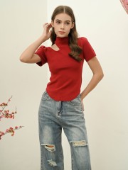 CNY24 Shoulder Cut Out Knit Top