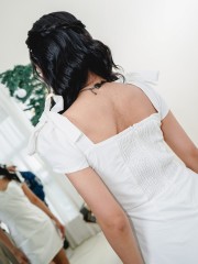 PT Shoulder Ribbon Heart Neckline Mini Dress