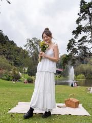 PG Ribbon Pinch With Inner Lace Maxi Skirt