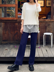 3pcsSet Loose OffShoulderTee-JerseyPants&Lace Acc