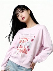 JR FoodFashion Pink 2Layer Croissant Sweater