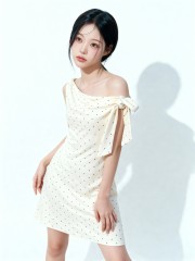 Kayleen Dotty Off Shoulder Tied Dress